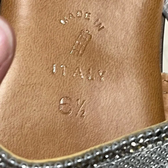 Italian Shoemaker Silver & Tan Women's Leather Sandals PROJECT/REHAB - Picture 5 of 10